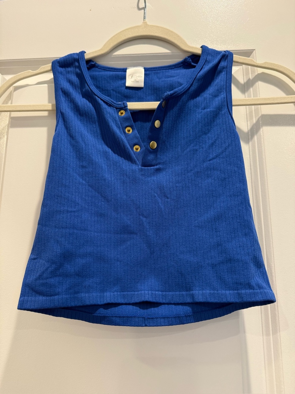 Suzette royal blue tank w gold tone snaps S/M